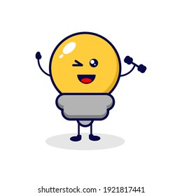 Lamp strong cute character illustration