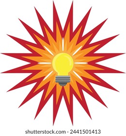 Lamp with strong light or great idea vector icon