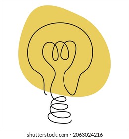 Lamp in the style one line art on a white background. EPS 10.