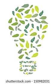 lamp symbol with leaves texture. Vector illustration