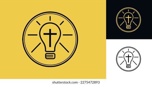 Lamp symbol with light and cross shape in yellow and black colors