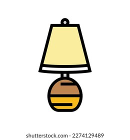 lámpara de mesa dormitorio de color interior vector de icono. señal interior del dormitorio con mesa de luz. ilustración de símbolo aislado