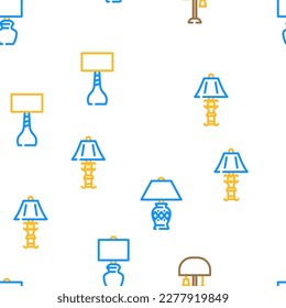 lamp table light home desk vector seamless pattern thin line illustration