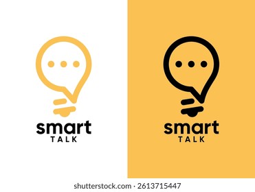 lamp talk bubble logo. energy smart idea symbol vector design concept