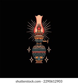 the lamp tattoo illustration vector design
