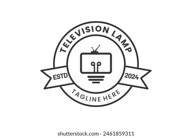 Lamp television Modern Flat Unique logo template and Minimalist television bulb logo template design