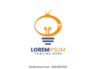 Lamp television Modern Flat Unique logo template and Minimalist television bulb logo template design