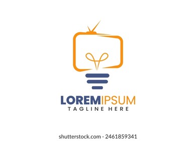 Lámpara de Plantilla de logotipo plano moderno único y diseño minimalista de Plantilla de logotipo de bombilla de TV