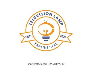 Lámpara de Plantilla de logotipo plano moderno único y diseño minimalista de Plantilla de logotipo de bombilla de TV