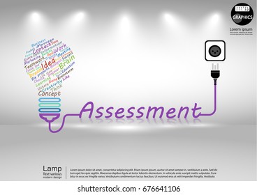 Lamp Text various Colorful  - modern design Idea and Concept  Vector illustration Business  Infographic template with Plug, Assessment Text.