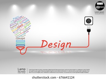 Lamp Text various Colorful  - modern design Idea and Concept  Vector illustration Business  Infographic template with Plug, Design Text.