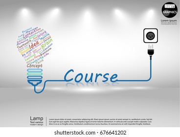 Lamp Text various Colorful  - modern design Idea and Concept  Vector illustration Business  Infographic template with Plug, Course Text.