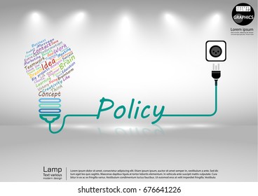 Lamp Text various Colorful  - modern design Idea and Concept  Vector illustration Business  Infographic template with Plug, Text Policy.