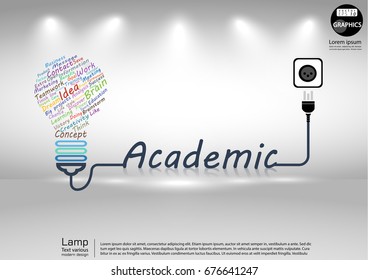 Lamp Text various Colorful  - modern design Idea and Concept  Vector illustration Business  Infographic template with Plug, Academic Text.