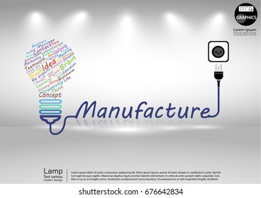 Lamp Text various Colorful  - modern design Idea and Concept  Vector illustration Business  Infographic template with Plug,Text  Manufacture.