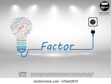 Lamp Text various Colorful  - modern design Idea and Concept  Vector illustration Business  Infographic template with Plug , Text Factor.