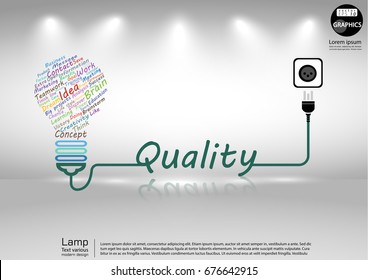 Lamp Text various Colorful  - modern design Idea and Concept  Vector illustration Business  Infographic template with Plug,Text  Quality.