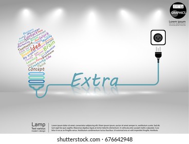 Lamp Text various Colorful  - modern design Idea and Concept  Vector illustration Business  Infographic template with Plug , Text  Extra.