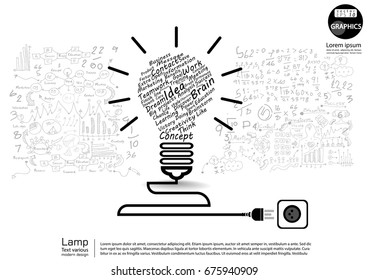 Lamp Text various  - modern design Idea and Concept  Vector illustration Business  Infographic template with Plug , background Calculation.
