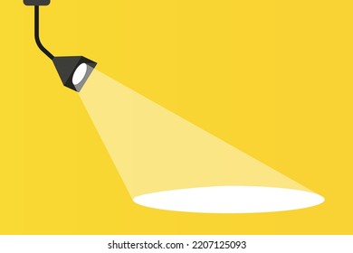 A lamp that illuminates on a yellow background. Vector illustration