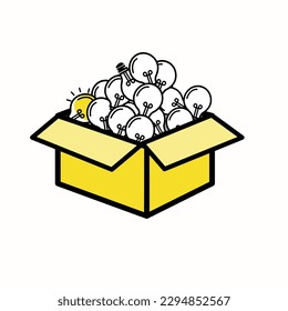 una lámpara se enciende por sí misma entre otras luces apagadas en la caja