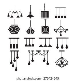 lamp vector, chandelier vector, decorate icon set