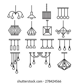 Lamp Vector, Chandelier Vector, Decorate Icon Set