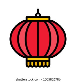 Lamp vector, Chinese lunar new year filled icon, editable outline