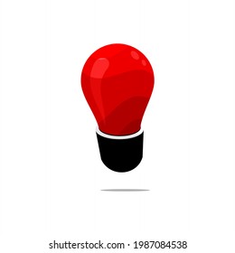 diseño vectorial de lámpara con bombilla roja, perspectiva vectorial plana