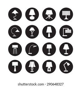 lamp vector, desk lamp, decorate lamp icon set