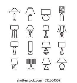 lamp vector, desk lamp,table lamp, decorate lamp icon set