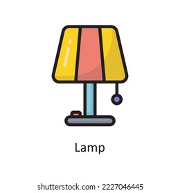 Lamp Vector Filled Outline Icon Design illustration. Housekeeping Symbol on White background EPS 10 File