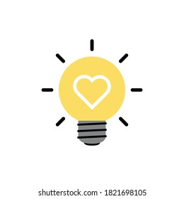 Lamp vector. Heart symbol on lamp.