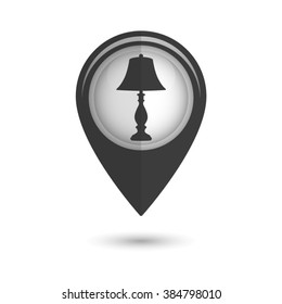 lamp - vector icon ;  black map pointer