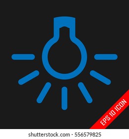 Lamp vector icon. Blue bulb on black background.
