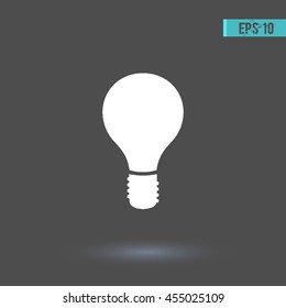 Lamp vector icon. Graphic symbol for web design, logo. White glyph on a gray background. Isolated sign.