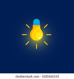 Lamp vector icon. Idea icon colorful illustration. Yellow light.