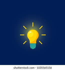 Lamp vector icon. Idea icon colorful illustration. Yellow light.