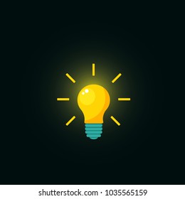Lamp vector icon. Idea icon colorful illustration. Yellow light.