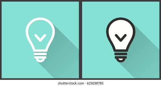Lamp vector icon with long shadow. Illustration isolated for graphic and web design.