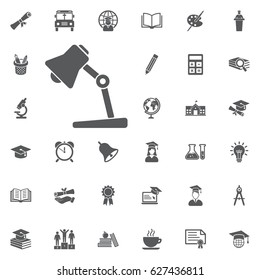 lamp vector icon on the white background. Education Vector Icon Set