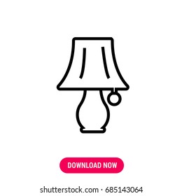 Lamp vector icon, The outlined symbol of lamp for bedroom.  Simple, modern flat vector illustration for mobile app, website or desktop app   