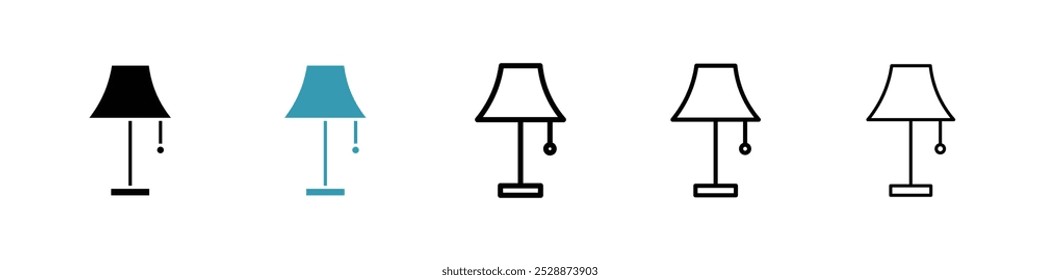 Lamp vector icon set in black and blue colors.