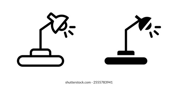 Lamp vector icon set in black color.