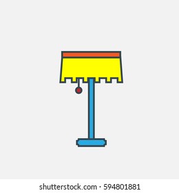 Lamp Vector Icon, The symbol of electric lamp with tall foot. Simple, modern flat vector illustration for mobile app, website or desktop app 