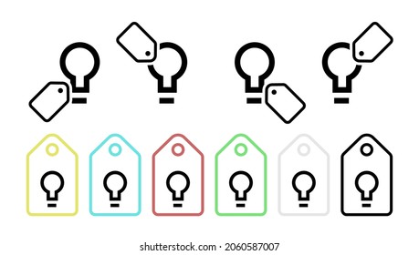Icono de vector de lámpara en la ilustración de conjunto de etiquetas para ui y ux, sitio web o aplicación móvil