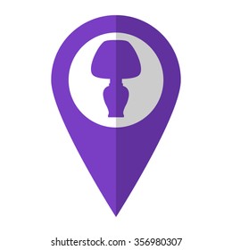 Lamp - vector icon;  violet map pointer