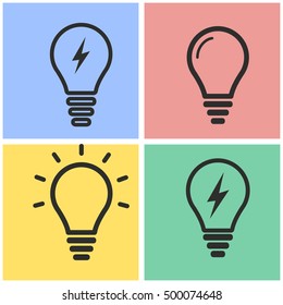 Lamp vector icons set. Illustration isolated for graphic and web design.