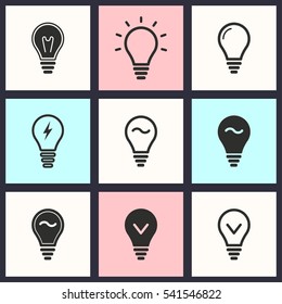 Lamp vector icons set. Illustration isolated for graphic and web design.