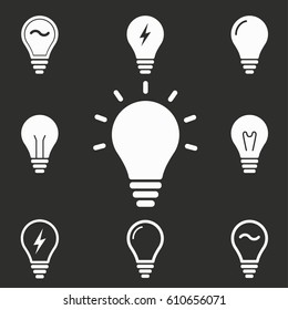 Lamp vector icons set. Illustration isolated for graphic and web design.
